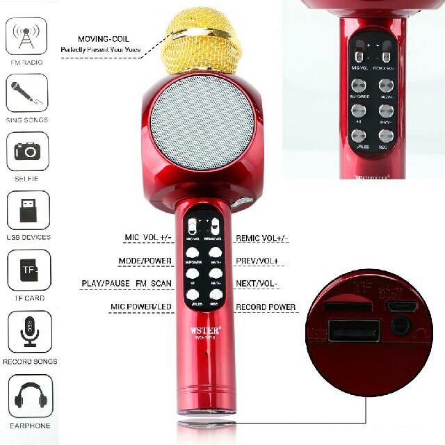 JAKNE-Microphone sans Fil Bluetooth Karaoké Micro Karaoke Enfant avec