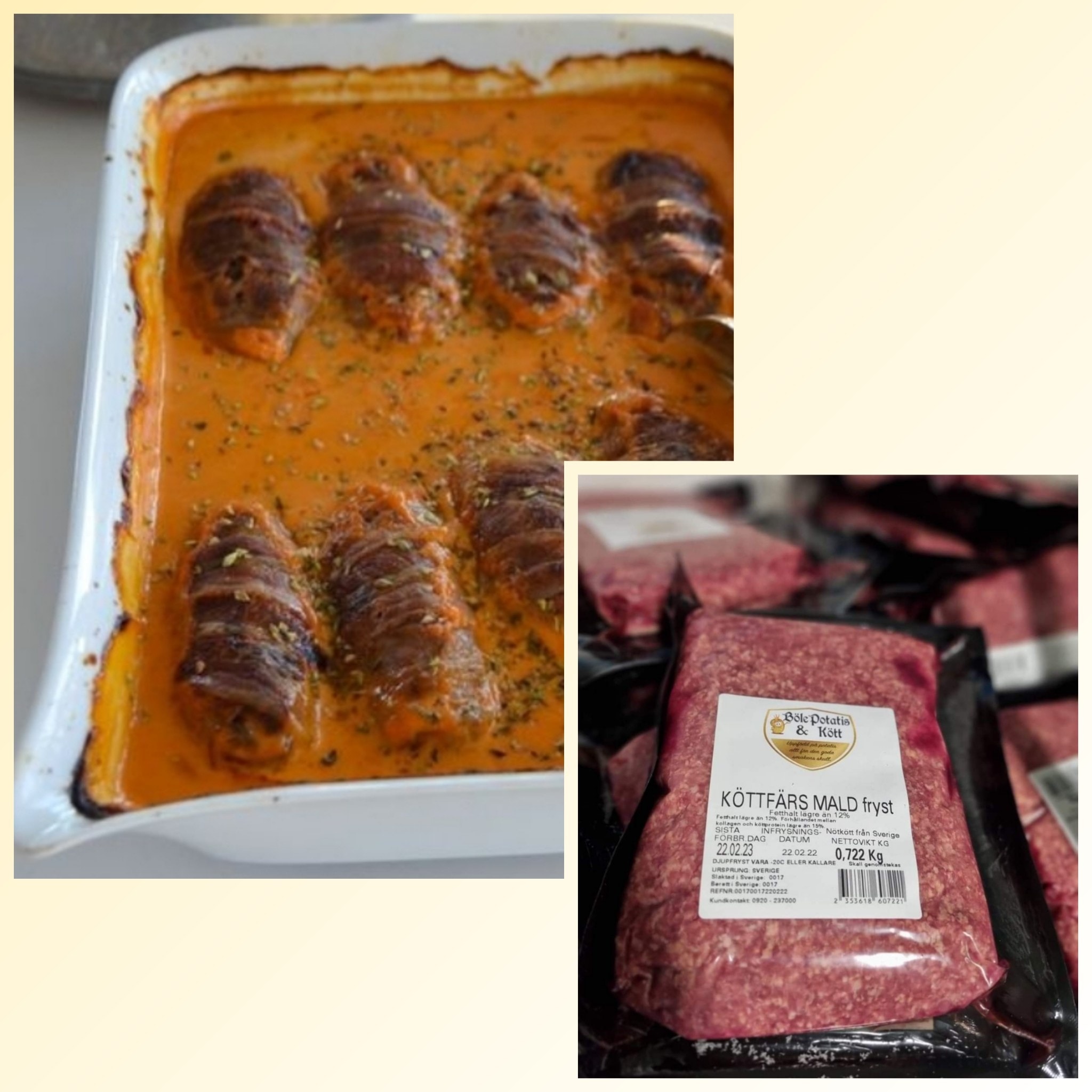Böle Potatis & Kött - Recept tips köttfärs rullader med bacon 😍 Detta ...