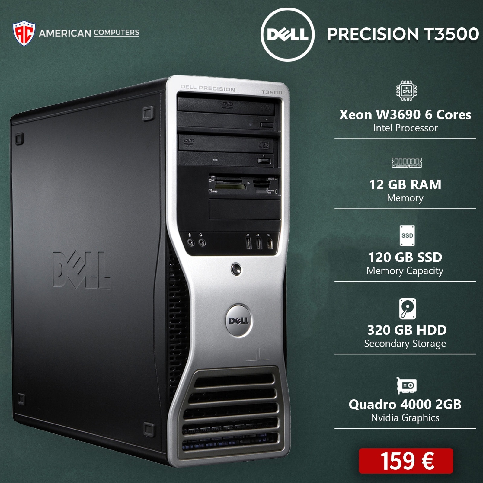 ? DELL PRECISION T3500 ? ⏫ Intel Xeon W3690 6 Cores ⏫ 12GB RAM 