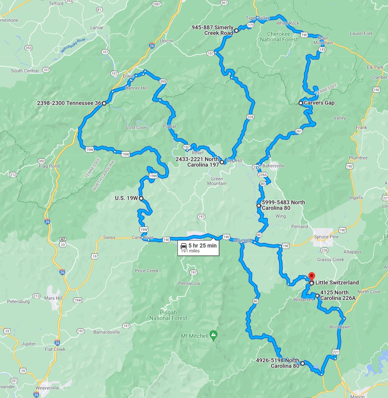 Twisty roads near Little Switzerland, NC