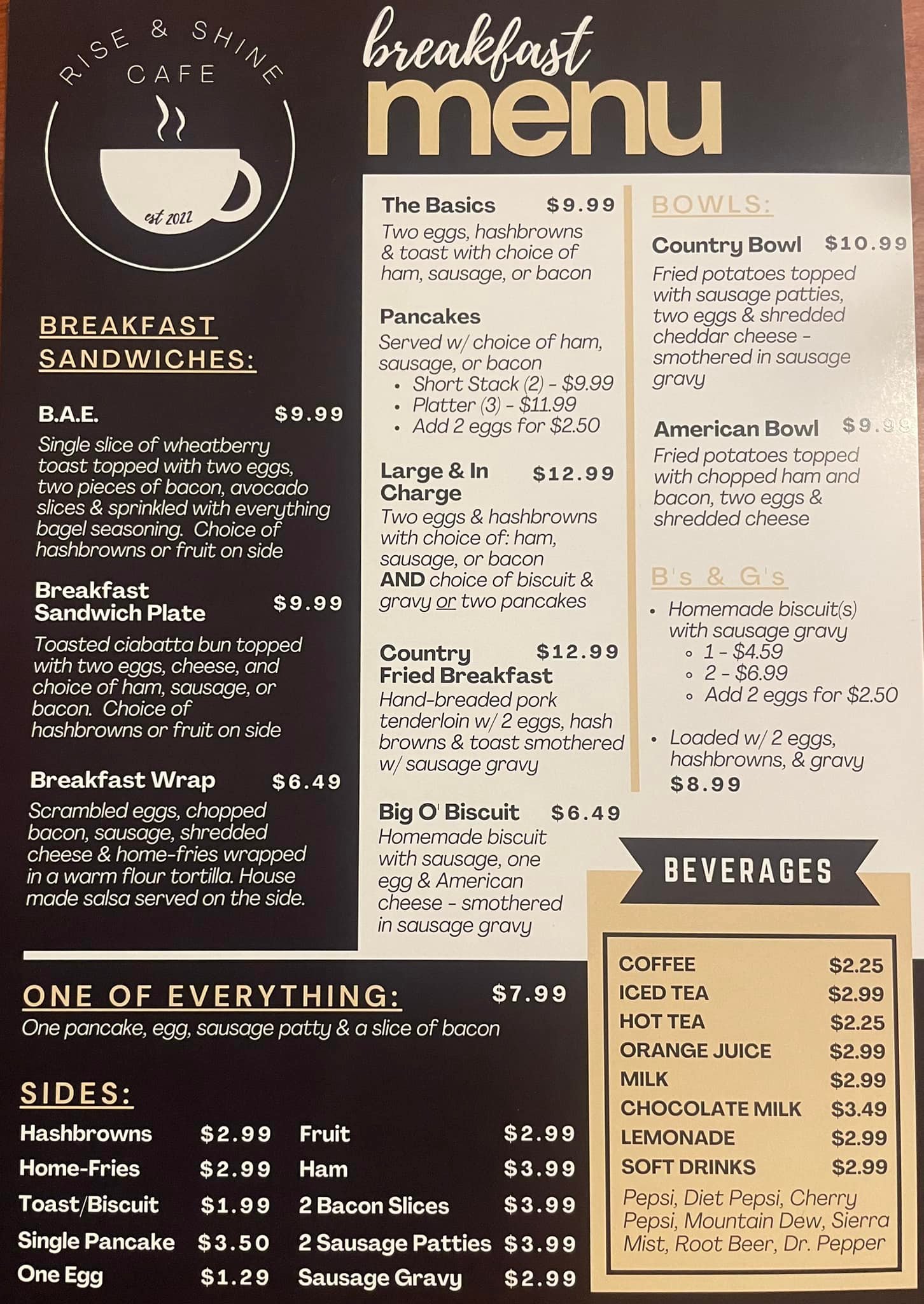 Check out our updated menu with new items. - Rise & Shine Cafe | Facebook