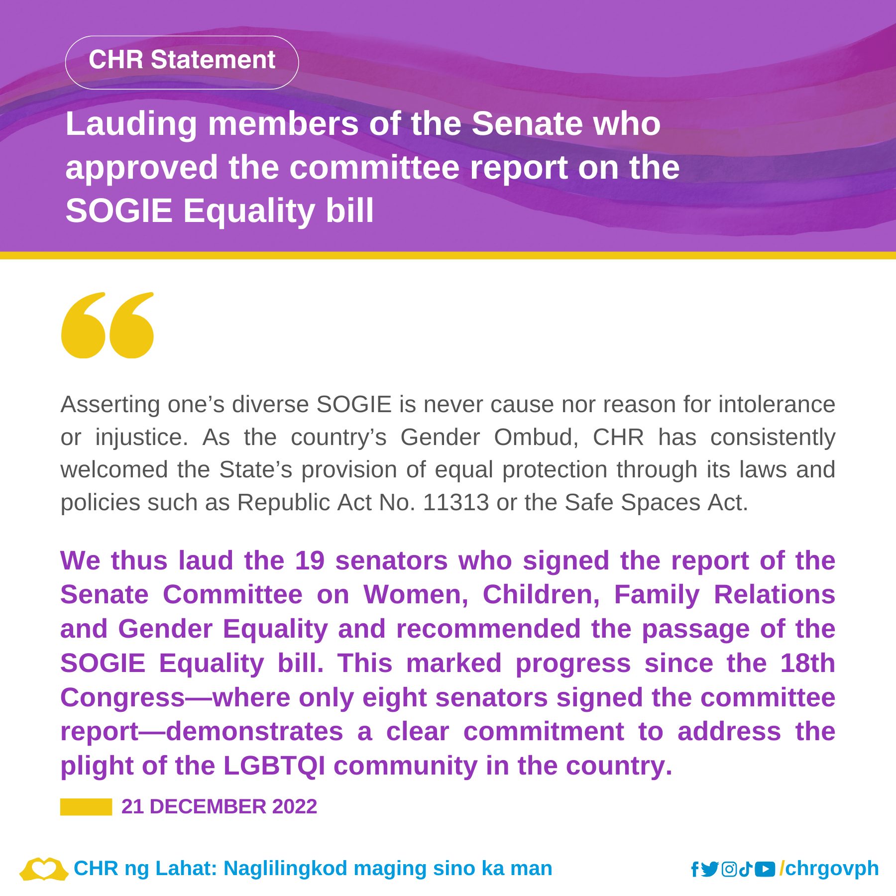 Commission - We reiterate that the SOGIE Equality Bill does not ascribe ...