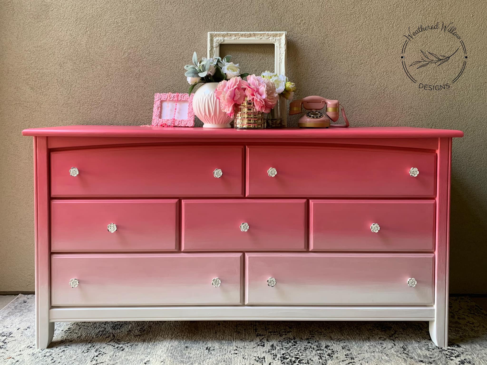 pink and grey dresser Contrasting gray design? Elliana