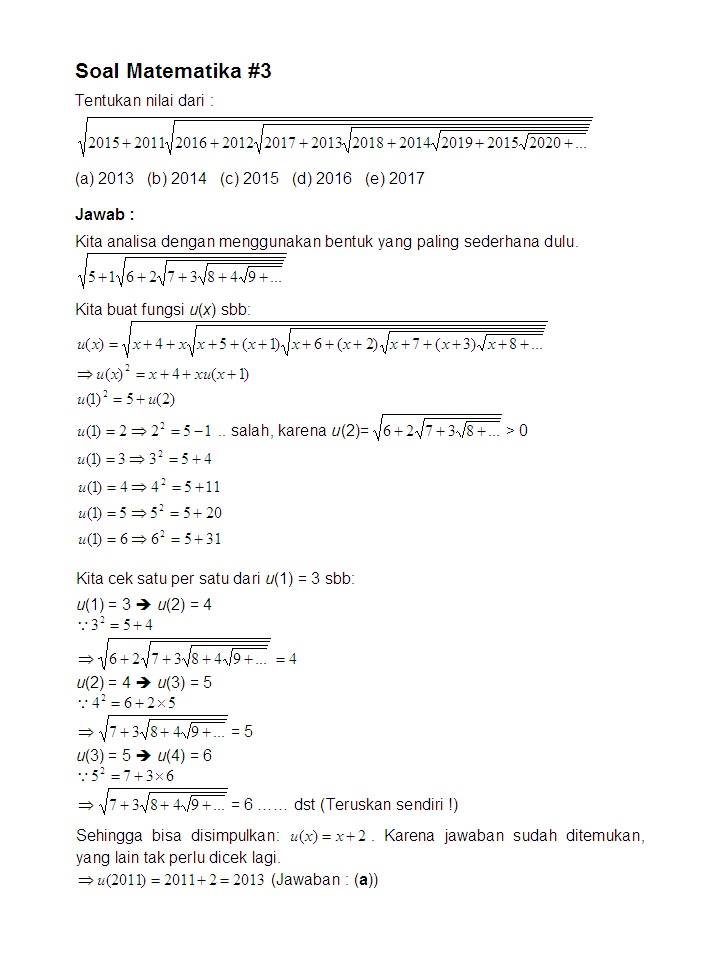 Math & Science World - Soal Matematika Seri 3 Bentuk tak hingga dalam ...