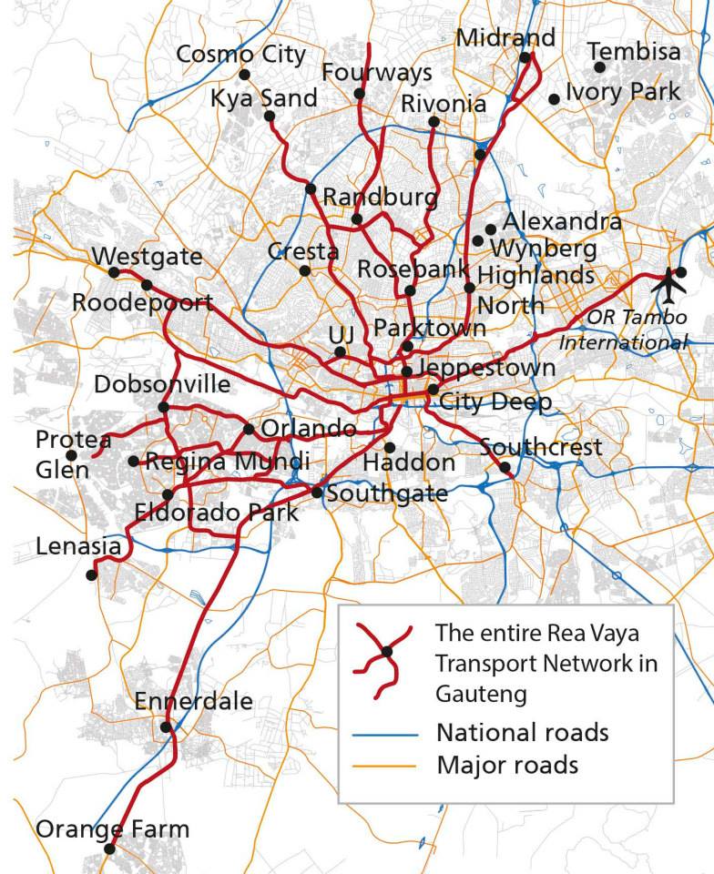 Africa on Paper - Rea Vaya Transport Network map in Gauteng | Facebook