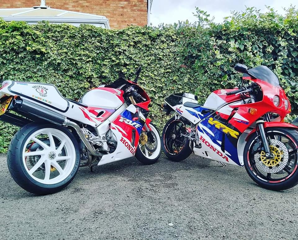My motorcycle collection: Suzuki RF900R, Honda NC750X, and Honda