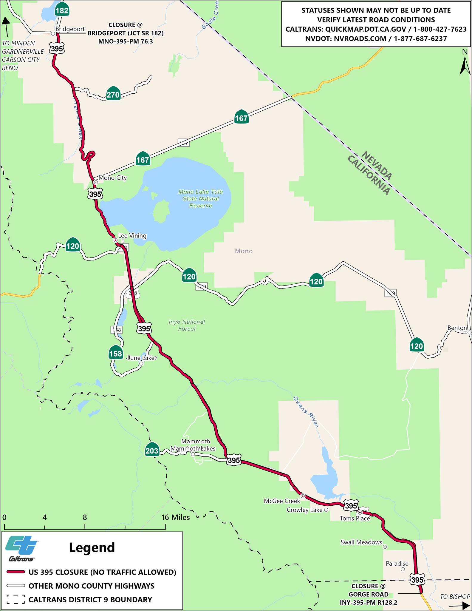 The U.S. 395 closure 🛑 has been EXPANDED from just north of