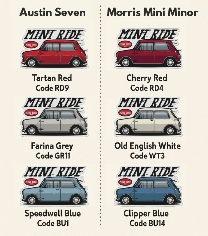 MiniTime DIY改裝分享禁區 | 認識1959年的Austin Mini與Morris Mini的三原色😉 #BMC初版原廠色 ...