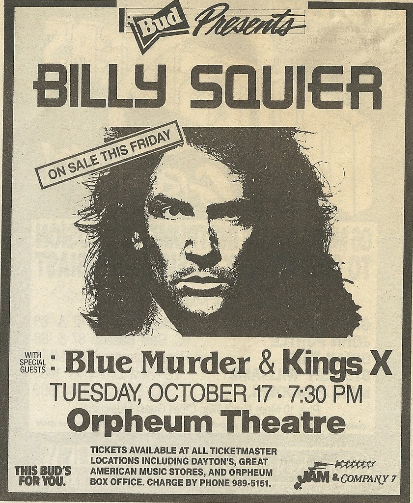Billy Squier's Hear & Now tour at Orpheum Theatre in 1989