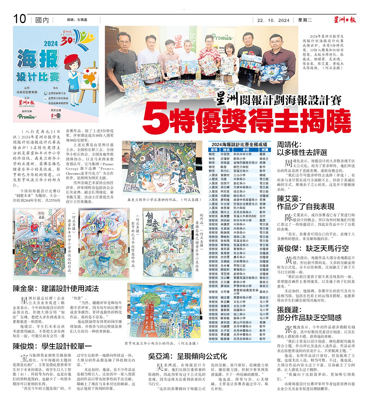 2024年星洲日报学生阅报计划海报设计比赛成绩出炉！... - Sin Chew NIE 学生阅报计划 | Facebook
