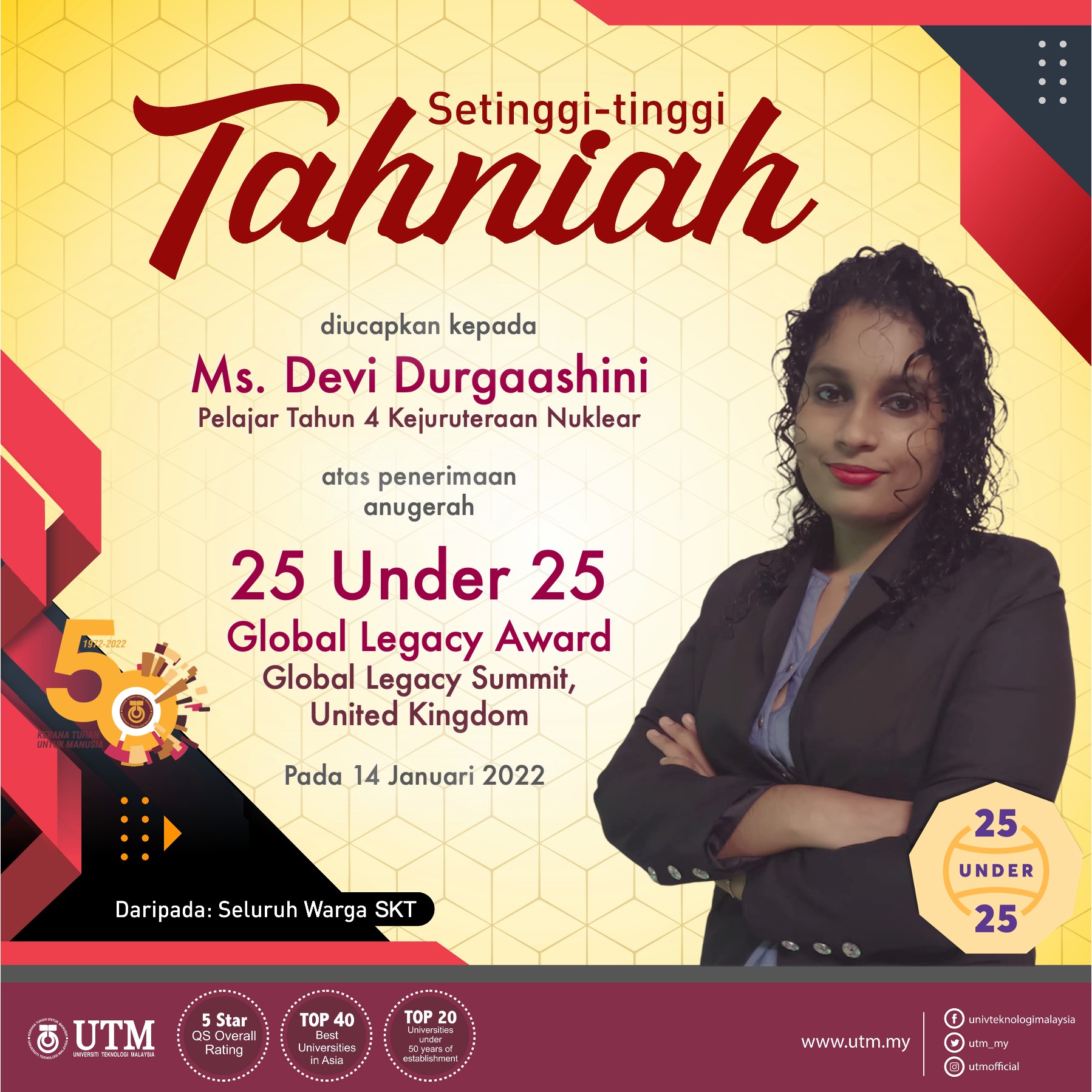 Faculty of Chemical and Energy Engineering, UTM - Congratulations Devi ...