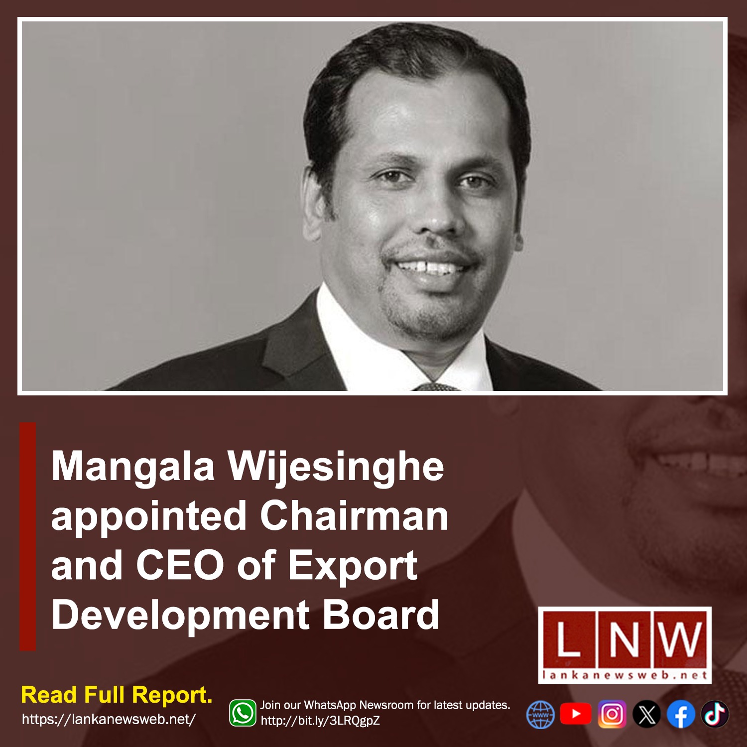 Lanka - Mangala Wijesinghe appointed Chairman and CEO of Export ...