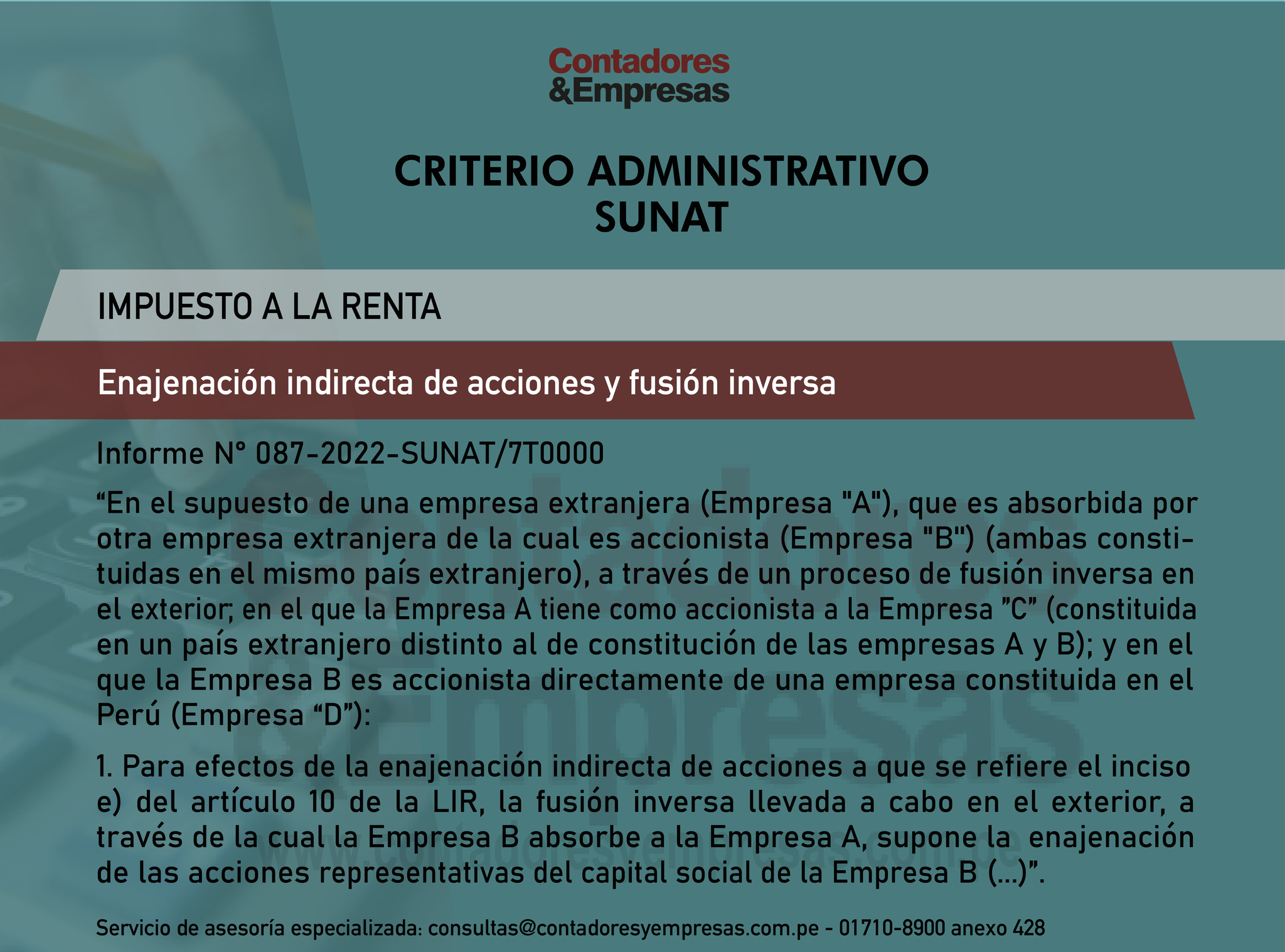 Contadores y Empresas - Enajenación indirecta de acciones y fusión ...