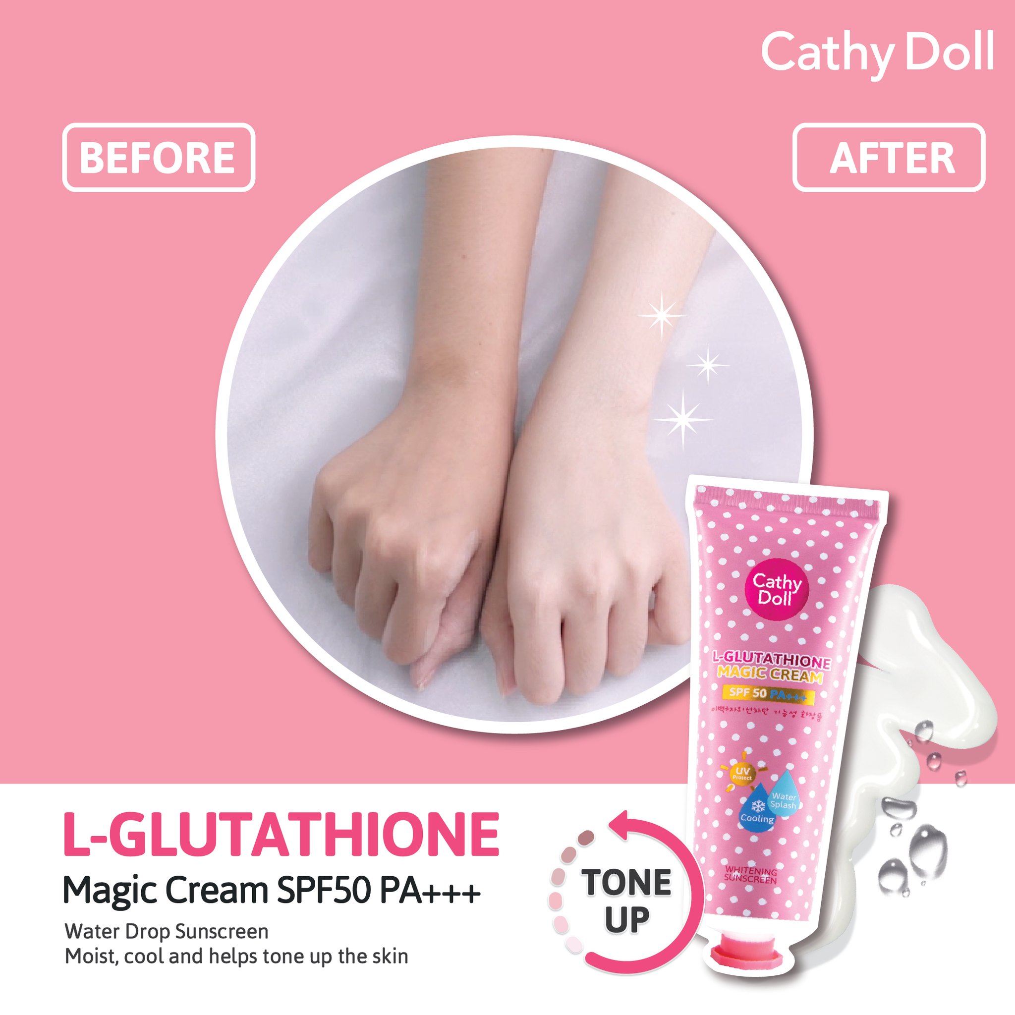 cathy doll whitening sunscreen l glutathione magic cream DidYouKnow Our L-Glutathione SPF 50+++ has an instant whitening effect? ✨ ☀️ with UV protect ☀️ lightweight ☀️ non-sticky ☀️ with cooling effect ☀️ moisturizing Available at @watsonsph, @ American Regent GHK-Cu Facial Cream - Your body can now Capsule count:60 Capsules