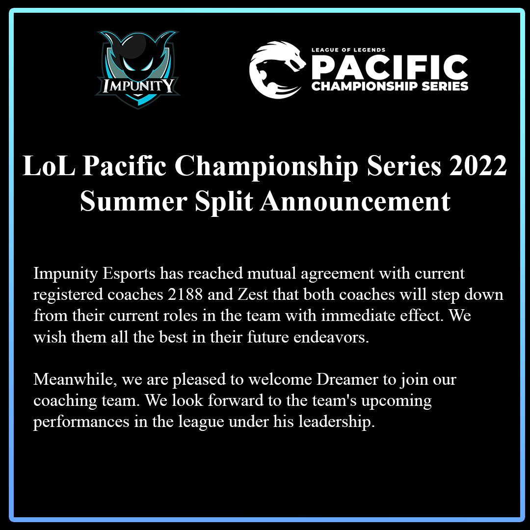 Impunity - LoL Pacific Championship Series 2022 Summer Split ...