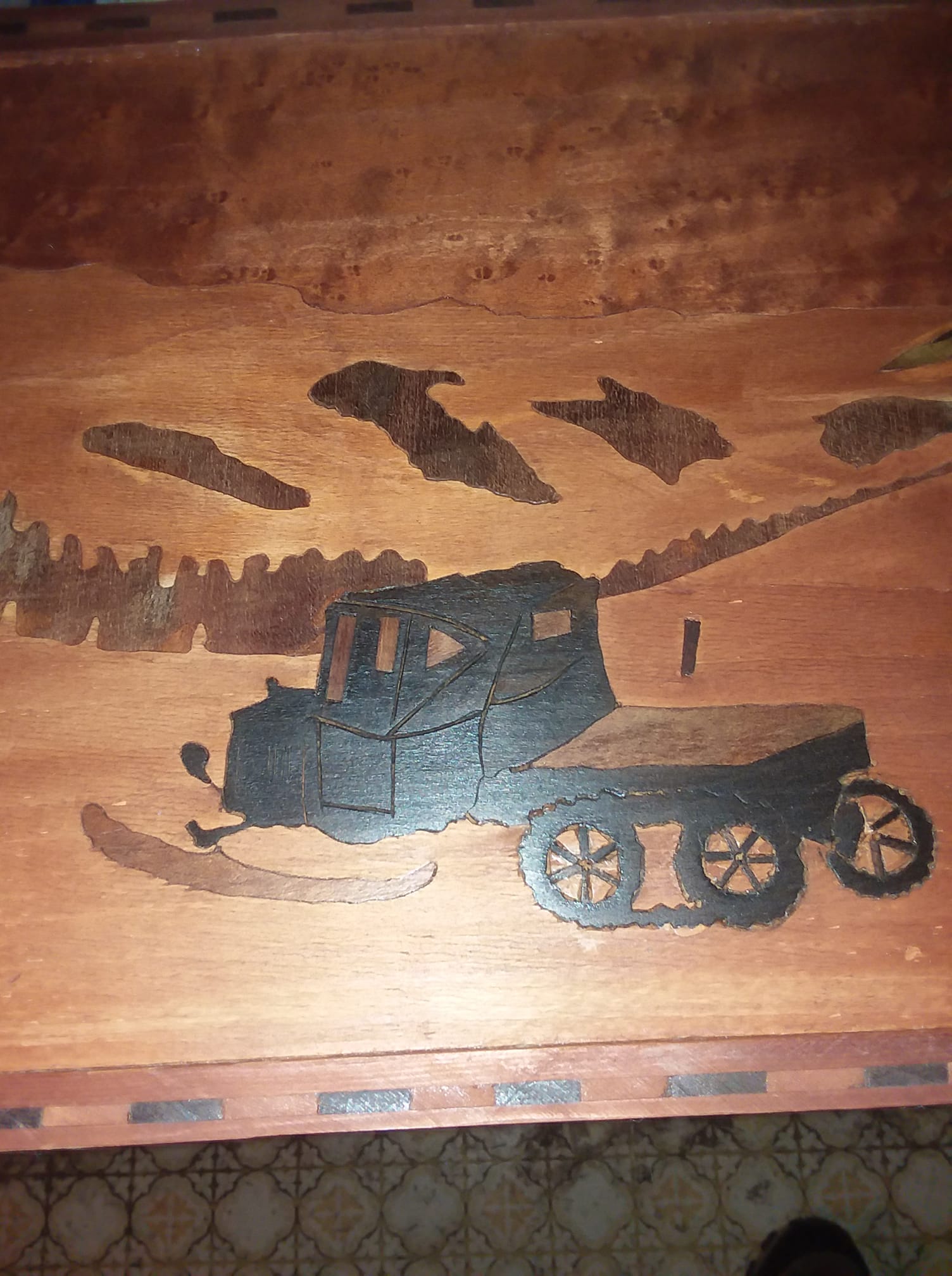 Inlaid wood work from grandfather
