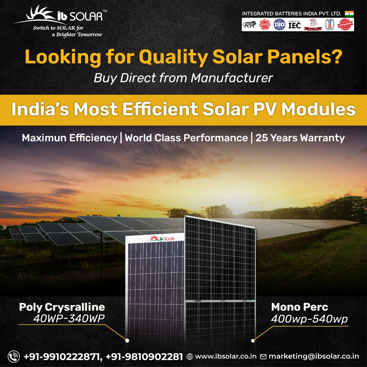 Integrated - India's most efficient solar PV modules with 25 years of ...