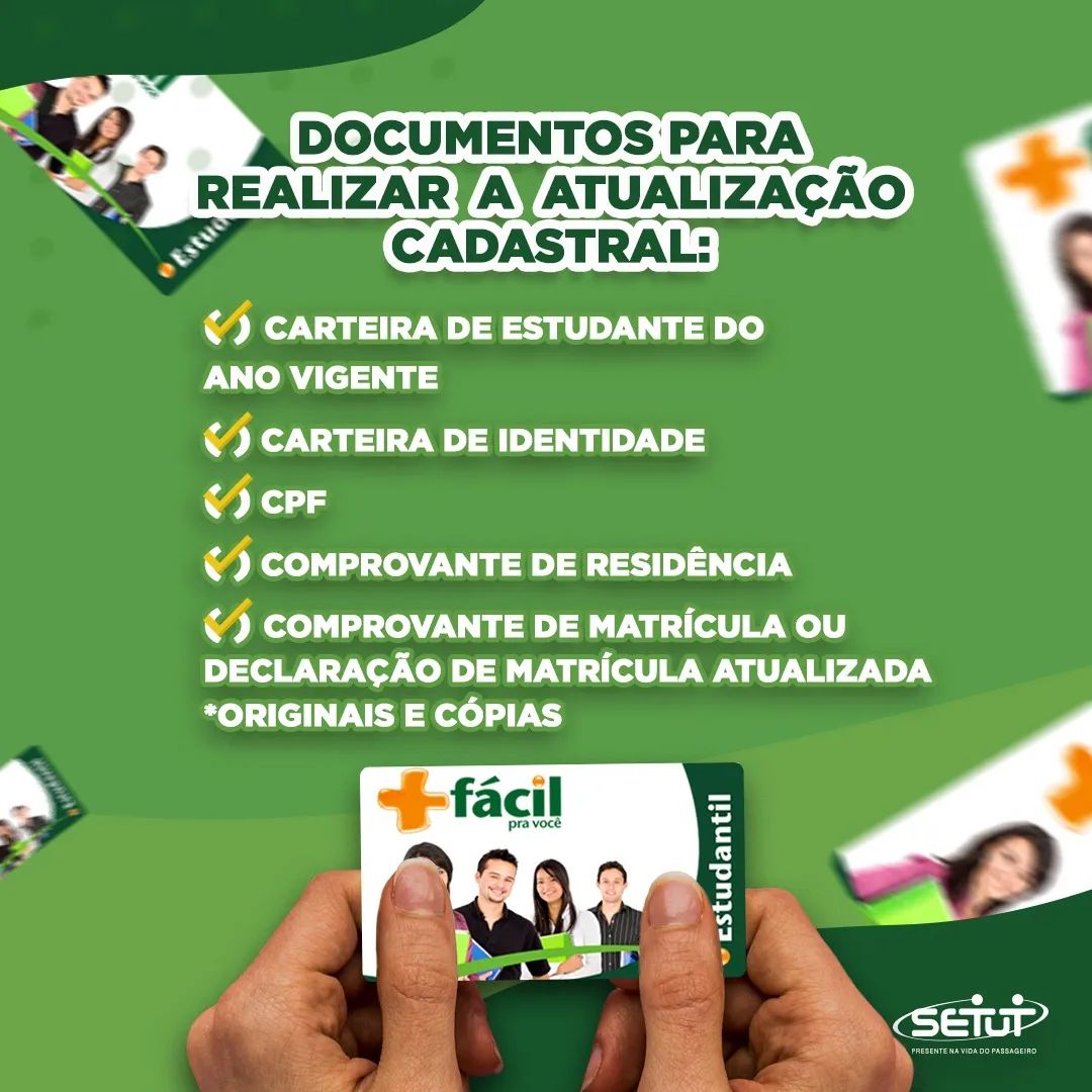 Setut - Atenção à documentação necessária para realizar a...