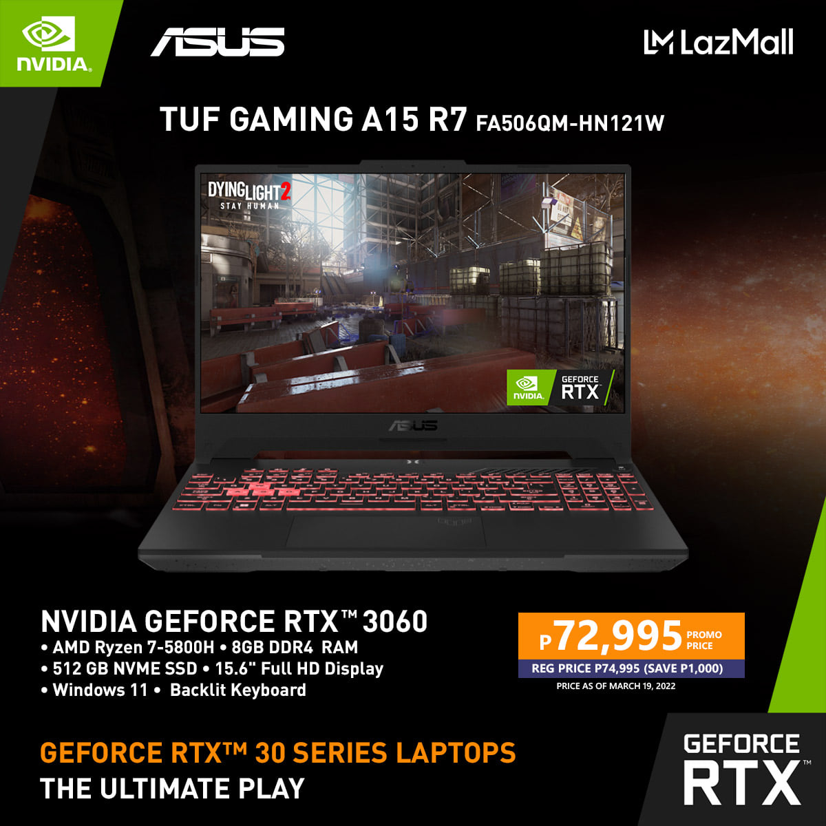 ASUS TUF Gaming A15 FA506QM-HN121W Geared for serious gaming and 