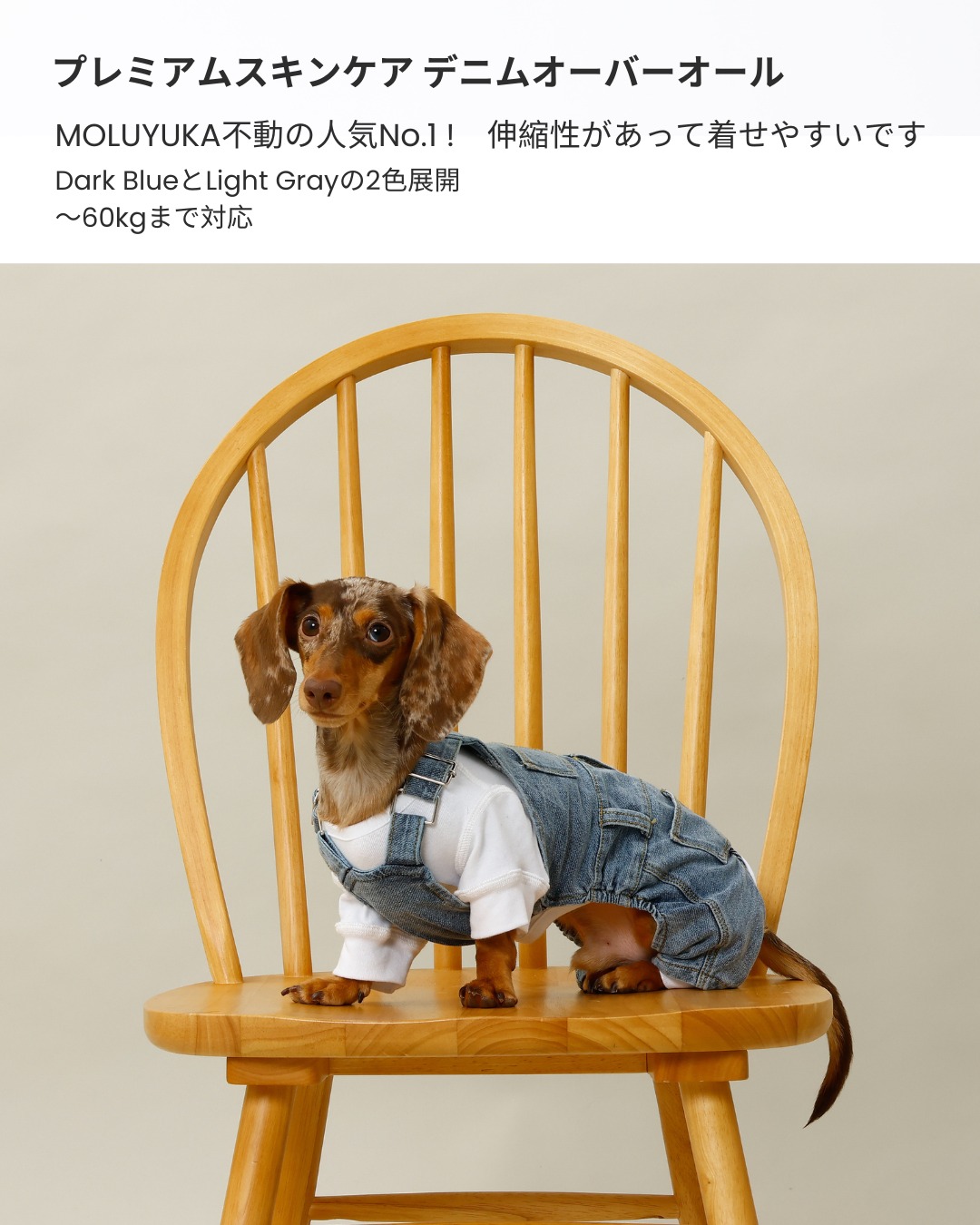 MOLUYUKA プレミアムスキンケア デニムオーバーオール 2個セット 犬服