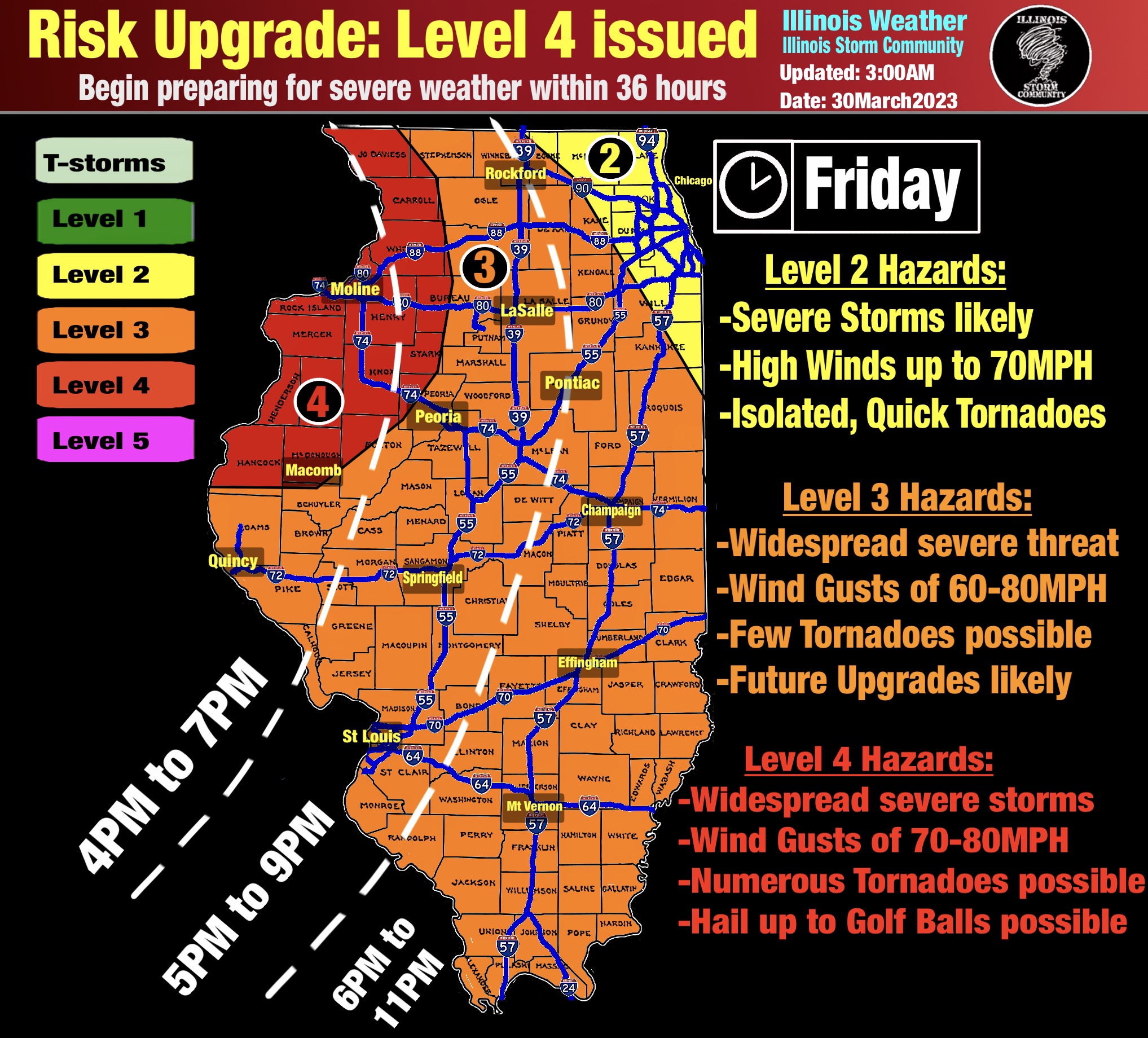 Illinois storm risk upgraded to level 4
