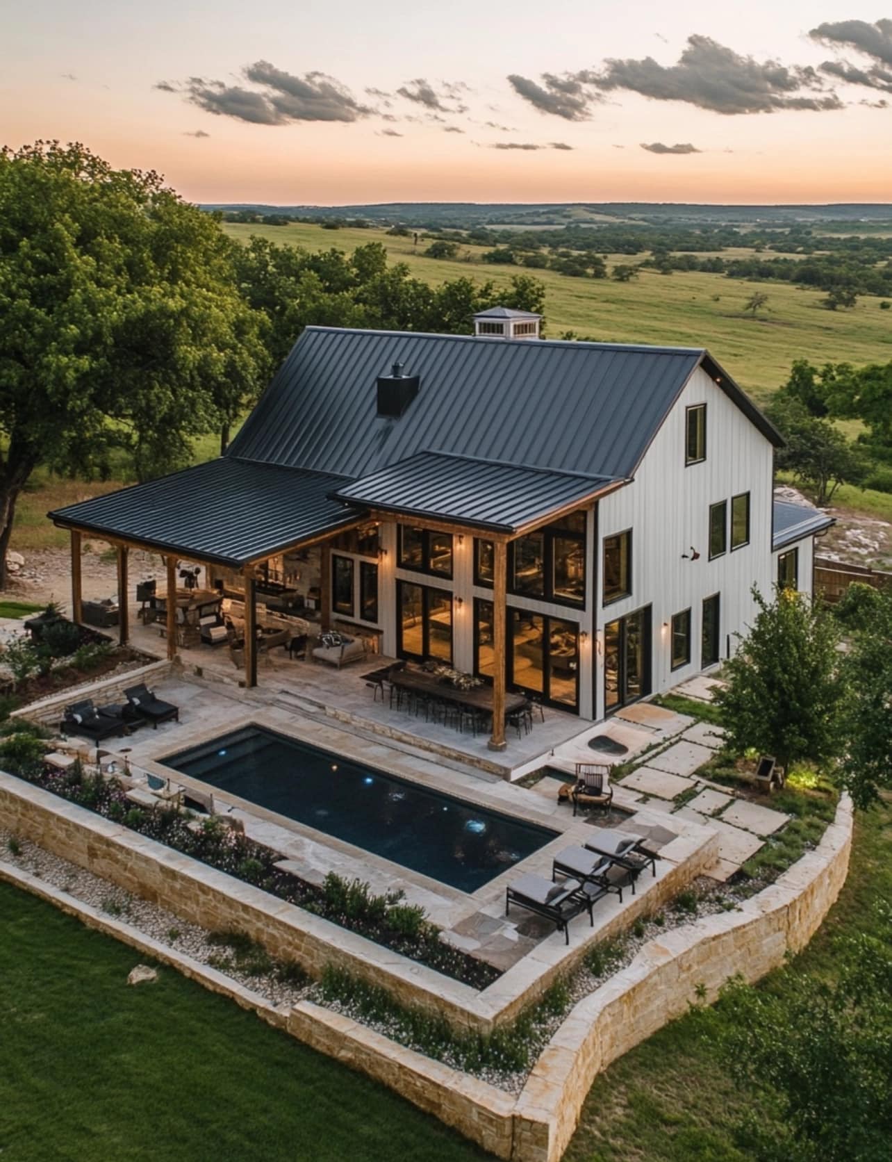 A Barndominium with wraparound porch😍🏠 - Farmhouse Dreams | Facebook