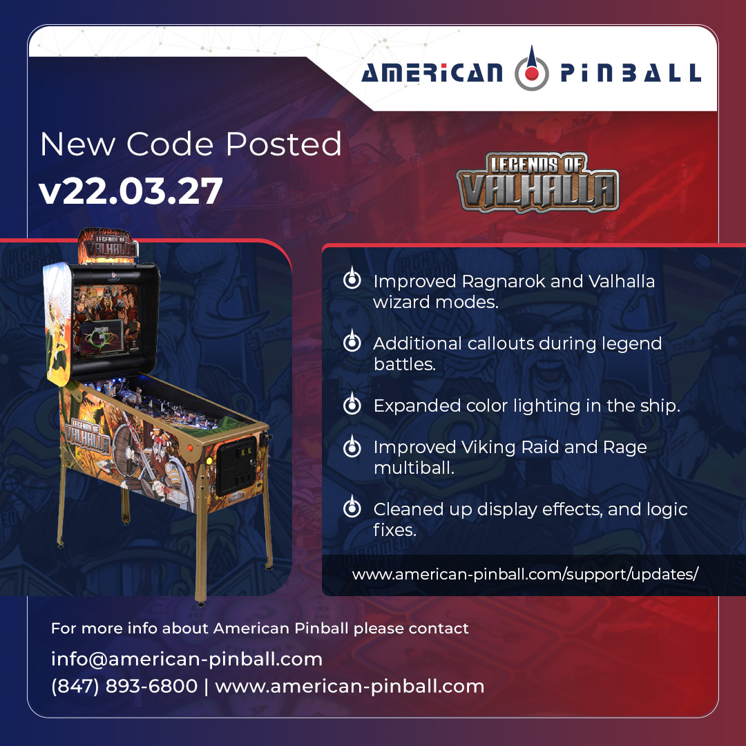New Legends of Valhalla code is live!... - American Pinball | Facebook