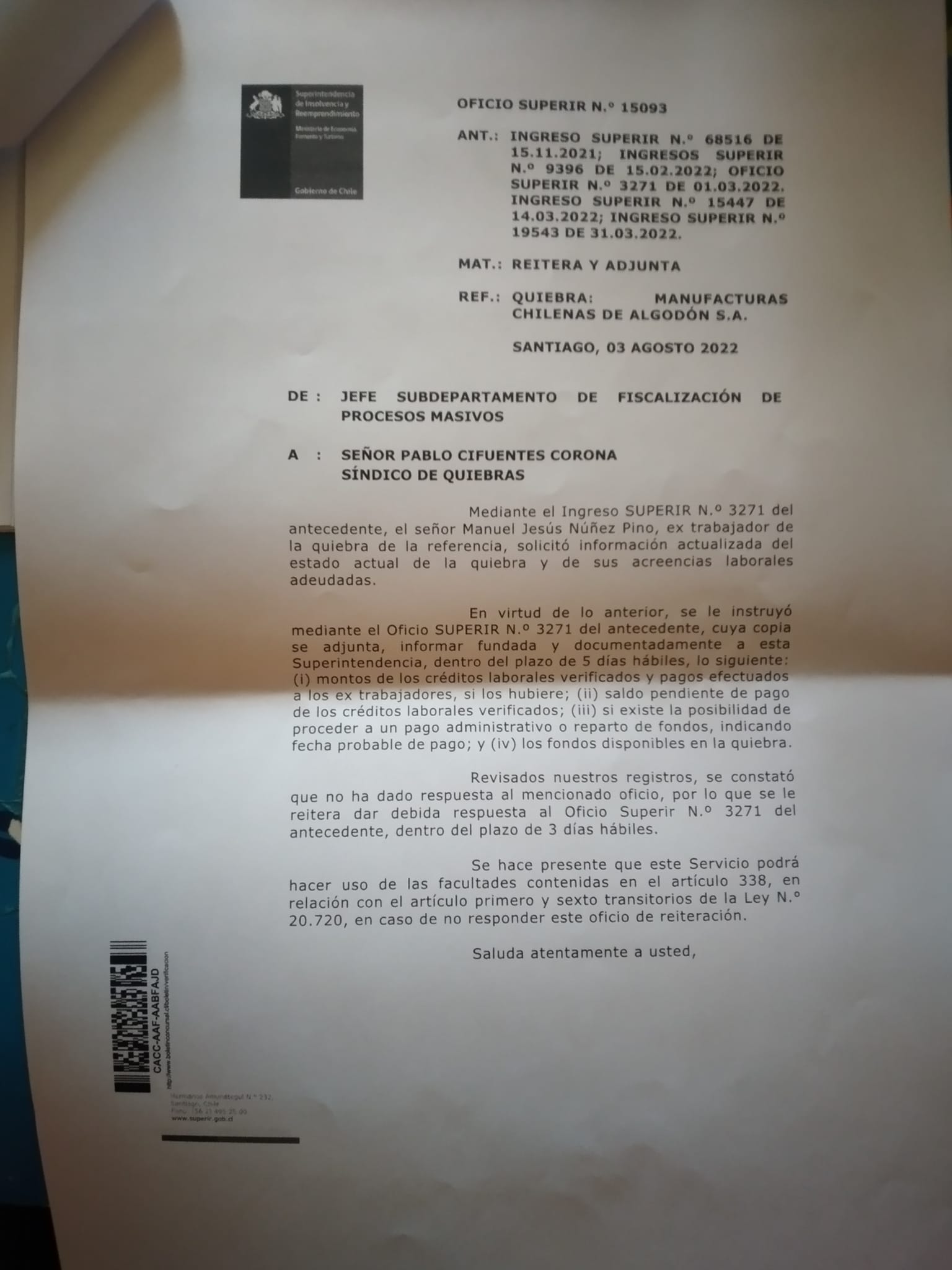 Machasa Ex-Trabajadores de la Fabrica Textil
