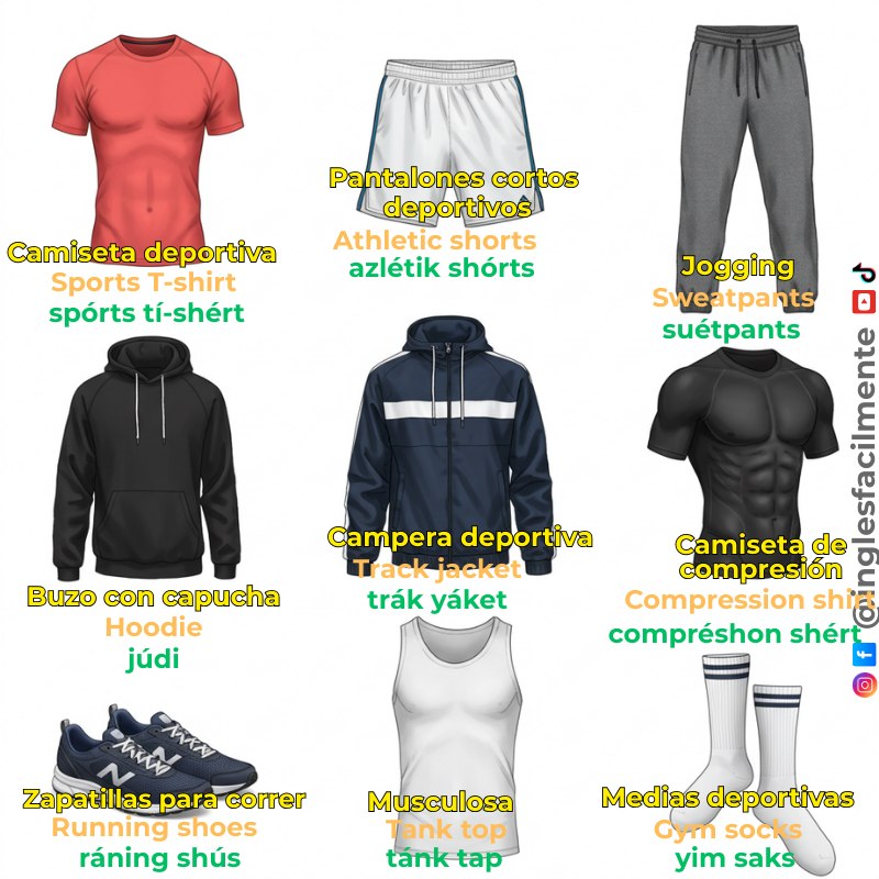 Inglés - prendas de ropa deportiva para hombre en inglés . . . # ...