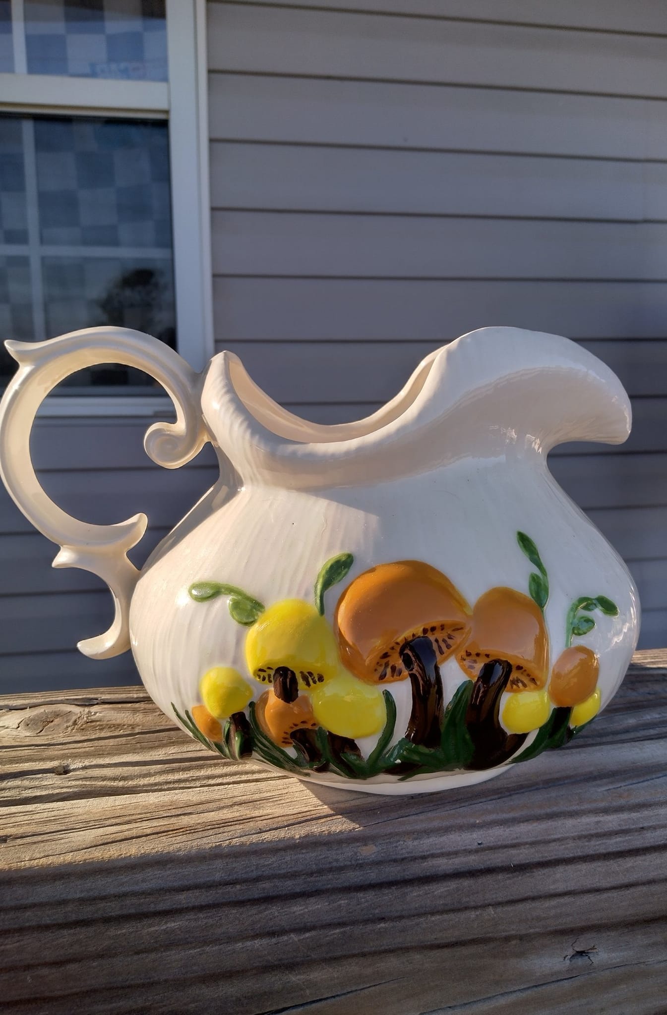 Vintage Ceramic Pitcher with Dot People's 1962 Mark Found at Goodwill