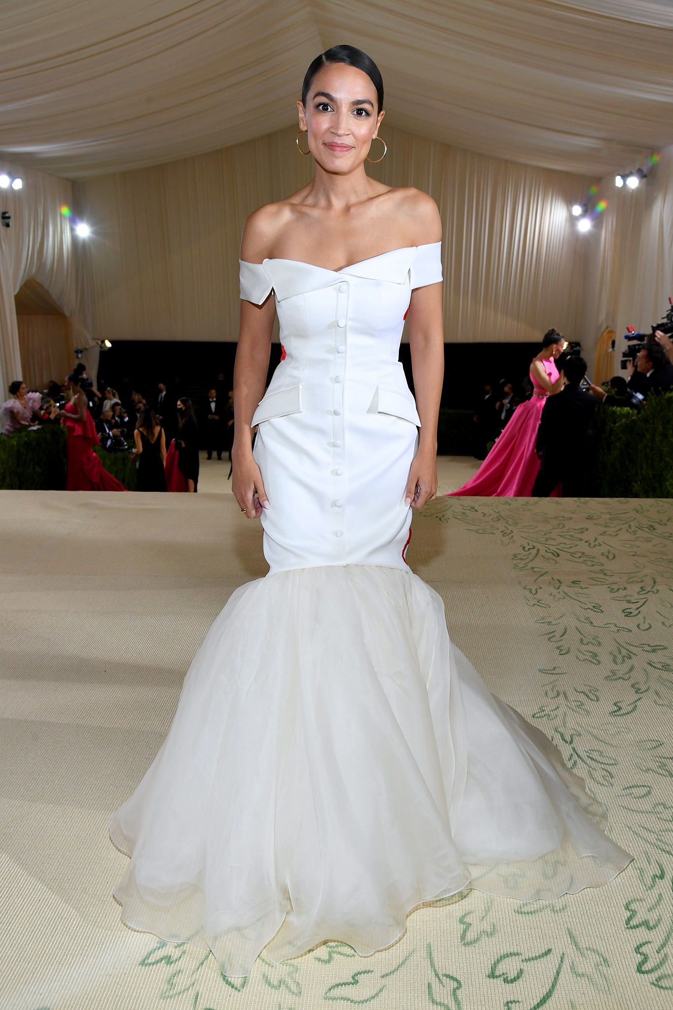 Rep. Alexandria Ocasio-Cortez showed up to the #MetGala2021 rocking a 'Tax the Rich' dress (📸: Getty Images)