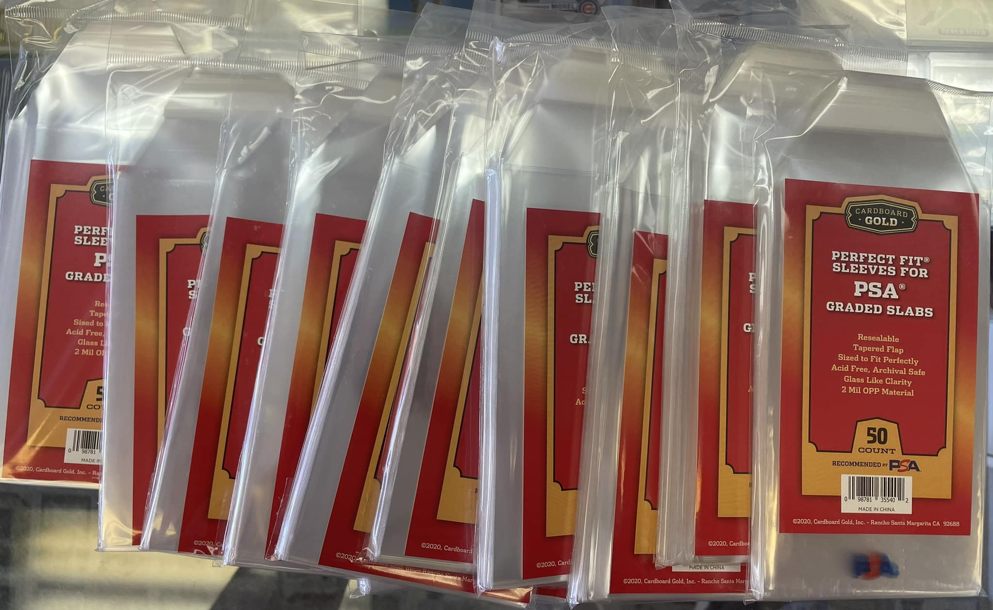 cardboard gold psa graded card sleeves no logo Slab - 50 Pack Resealable Sleeves free material Cardboard Gold: PERFECT FIT SLEEVES