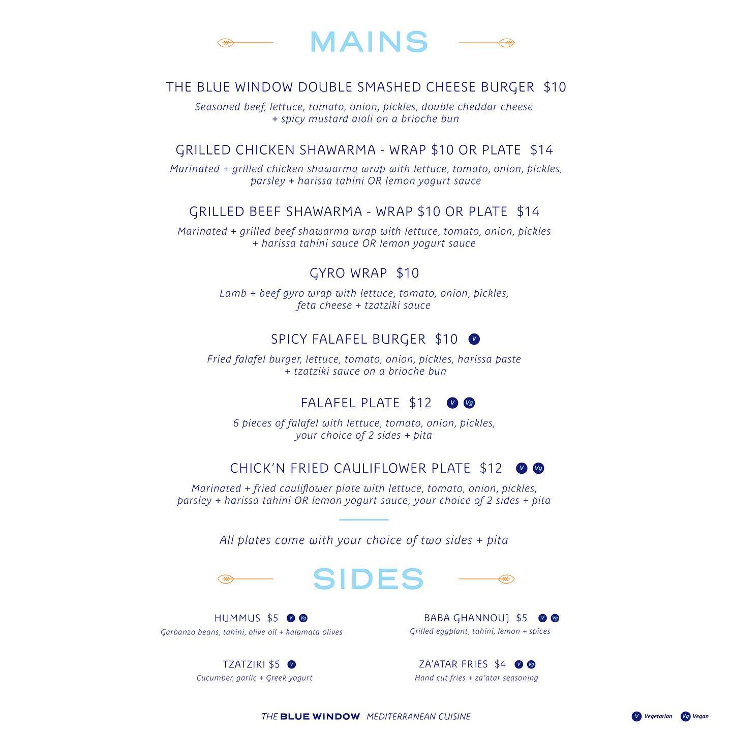 The Blue Window - Today we are starting our summer menu...