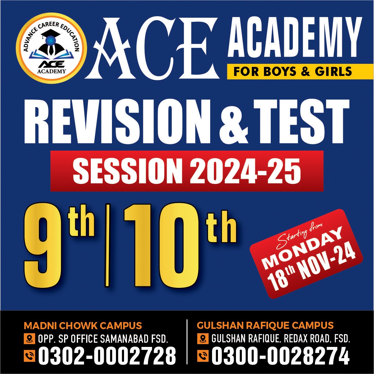 ACE - 📝 Revision & Test Session 2024-2025 🚀 For: 9th & 10th Class ...