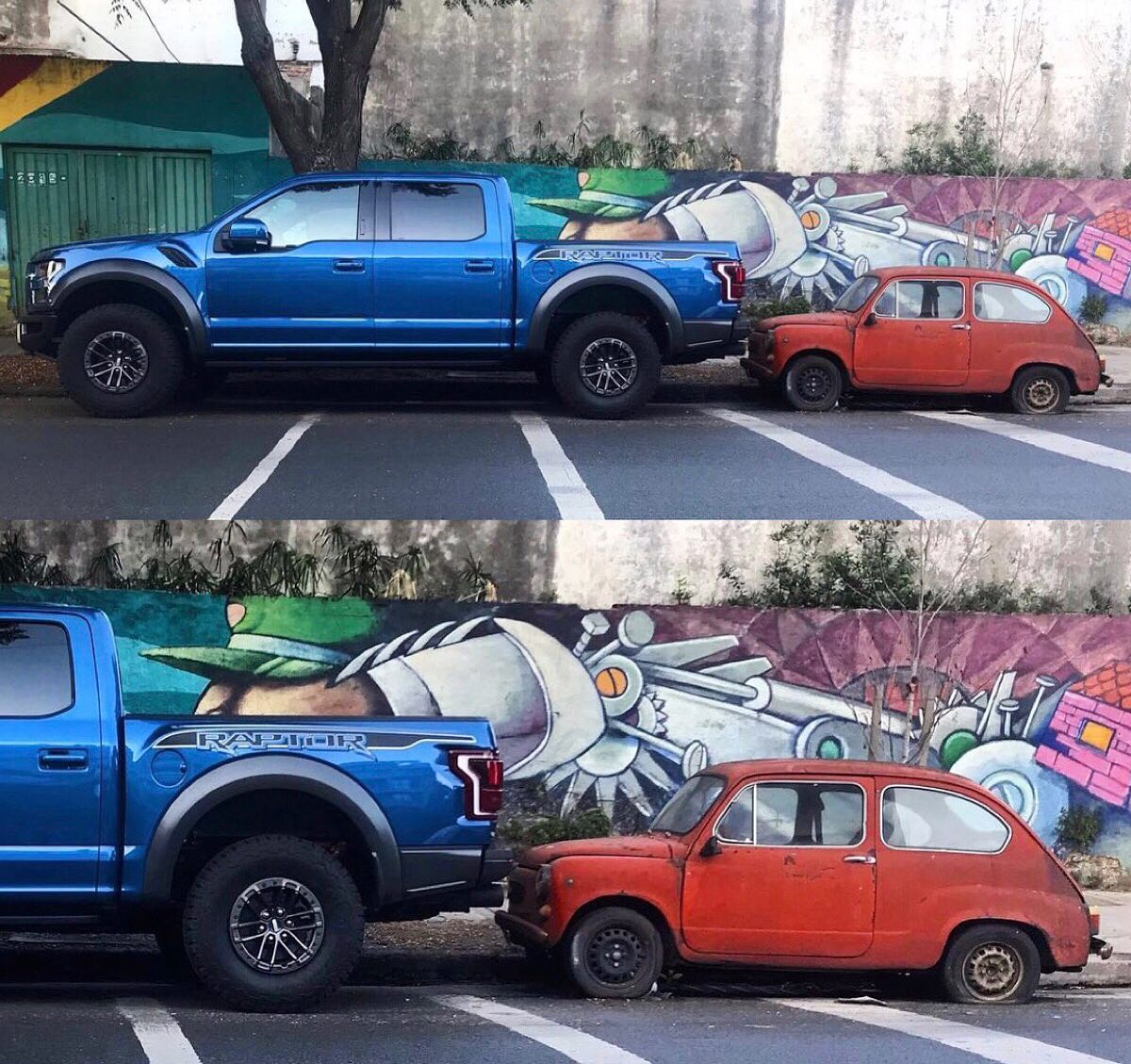 Auto Test - Ford F-150 Raptor vs Fiat 600. Tiene un motor...