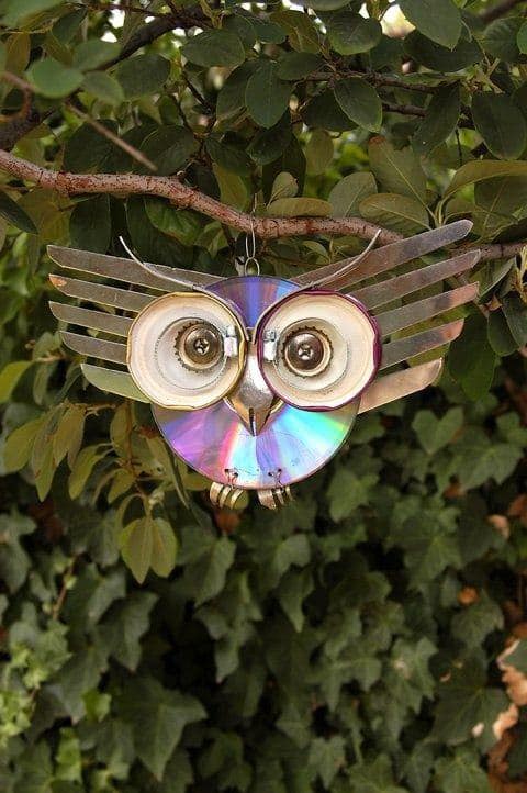 Owl craft made from old CD on Tedooo app