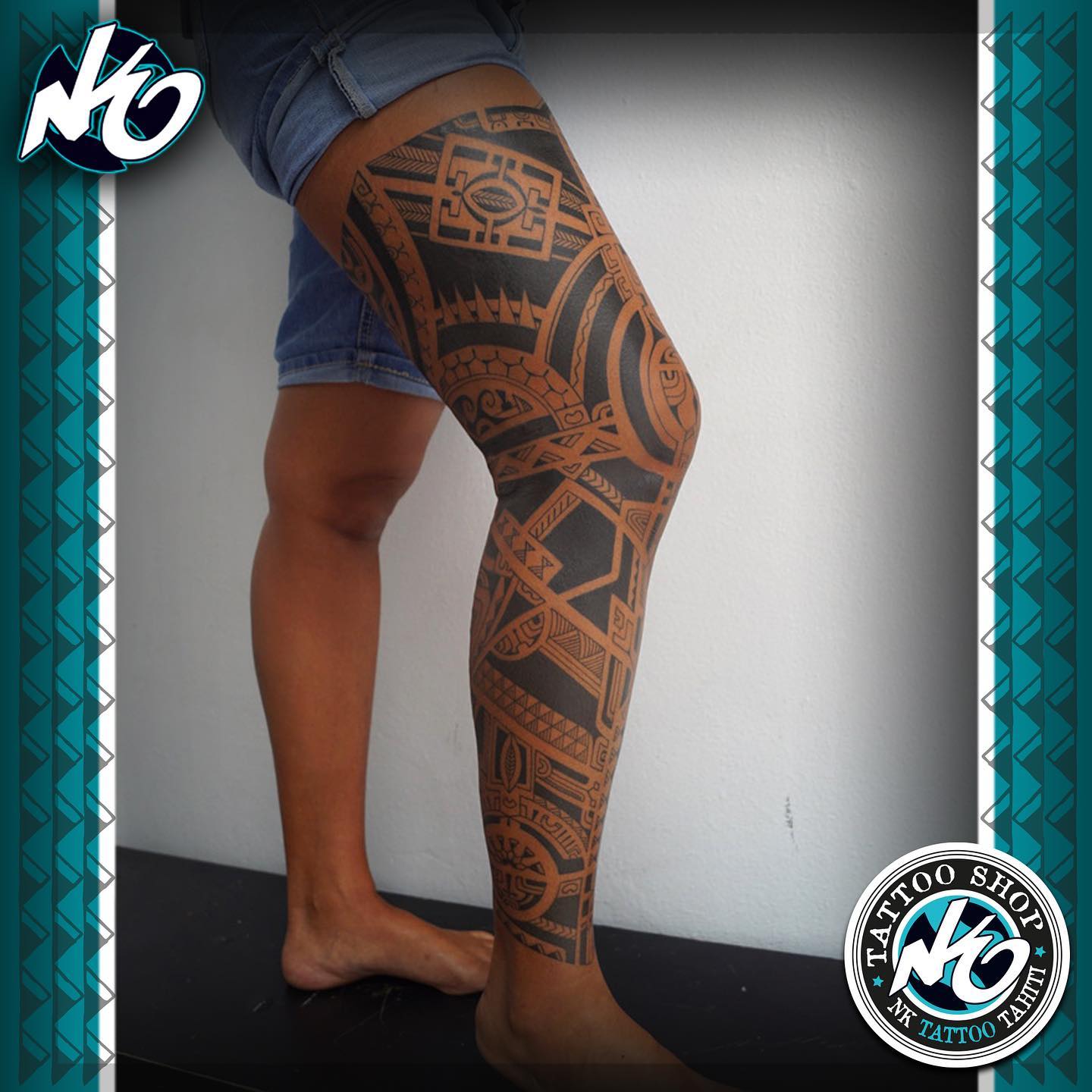 Polynesien Cuisse Tatouage Jambe Femme