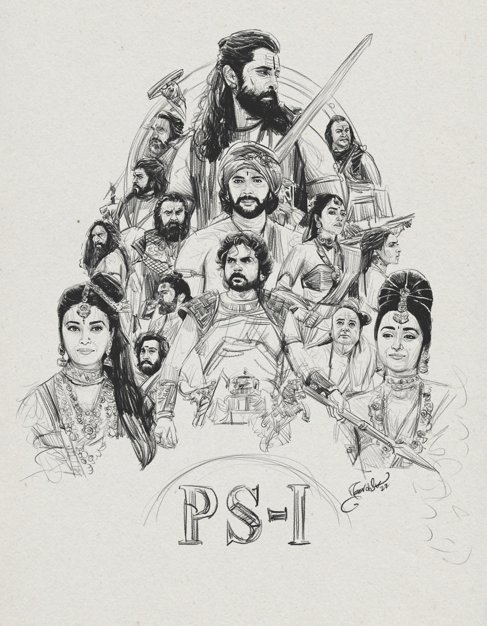 Sk Jeeva - Ponniyin Selvan Part I Characters Pencil Sketch...