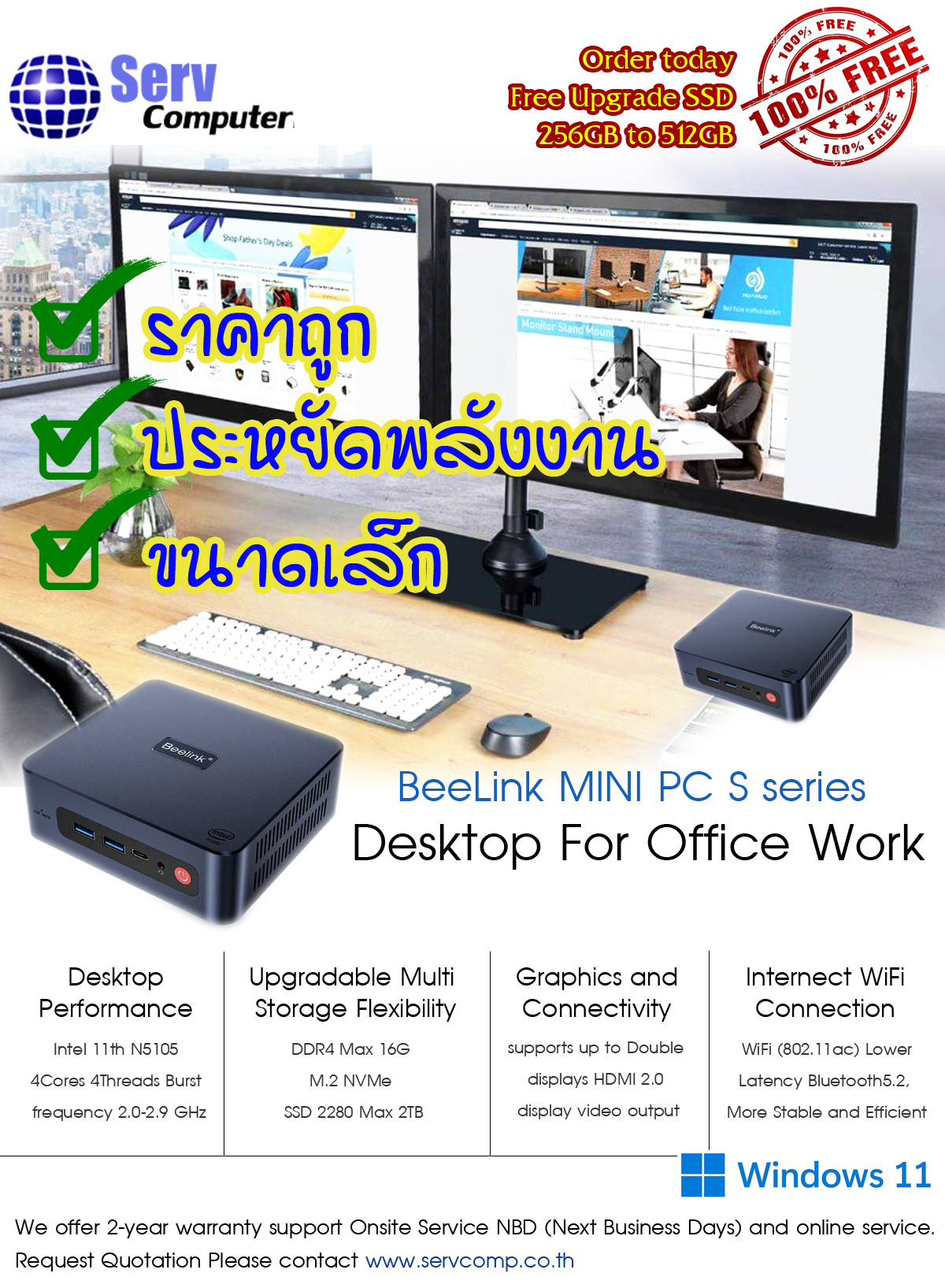 Serv - MINI PC สำหรับงาน OFFICE และงานพื้นฐานทั่วไป รายละเอียดเพิ่มเติม ...