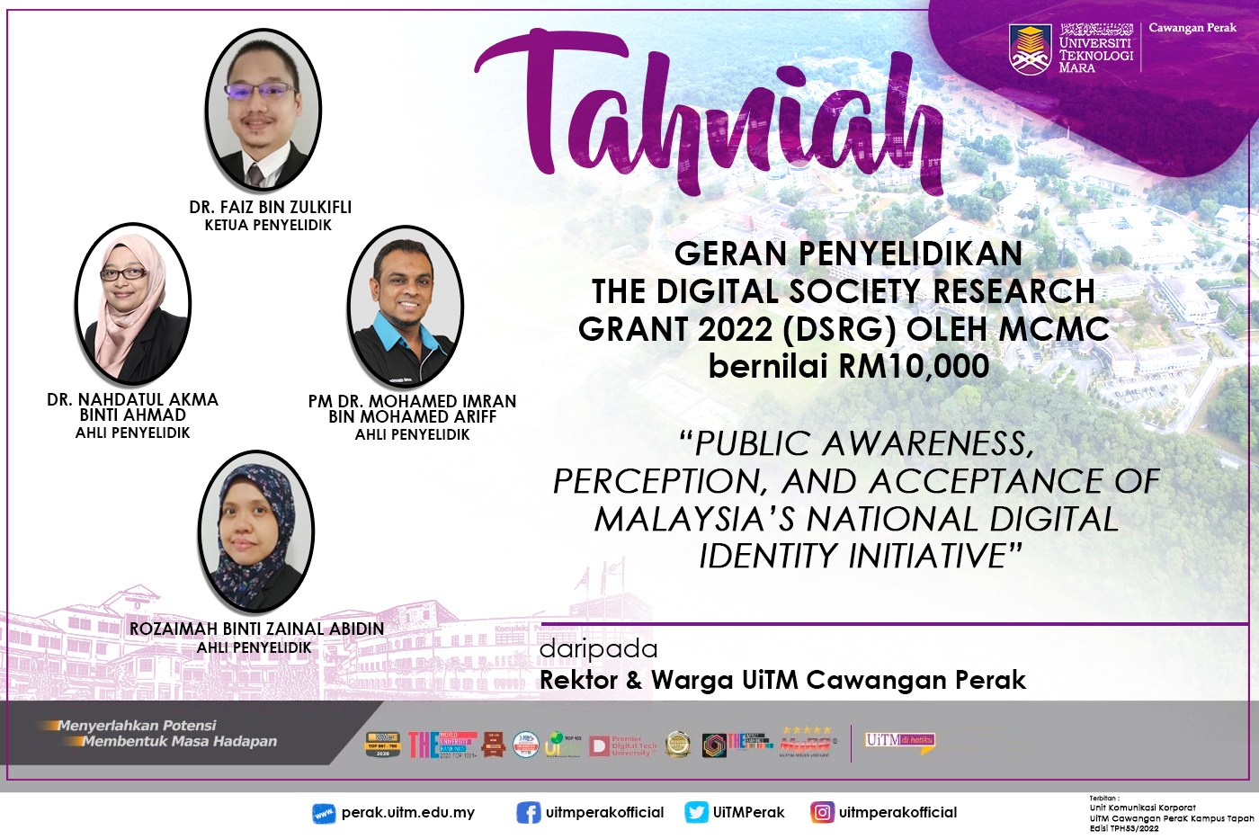 UiTM Cawangan Perak - Media FB Rasmi - TAHNIAH atas kejayaan menerima ...