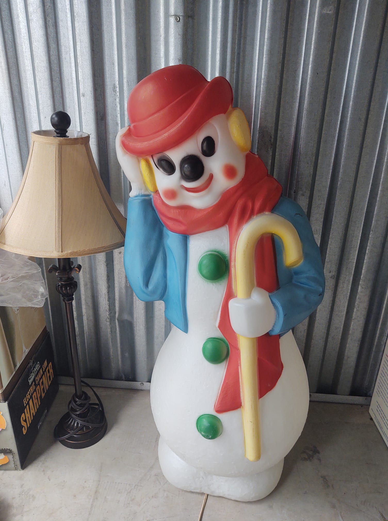 Vintage Empire Snowman Blowmold 48” tall, in original box, Santa