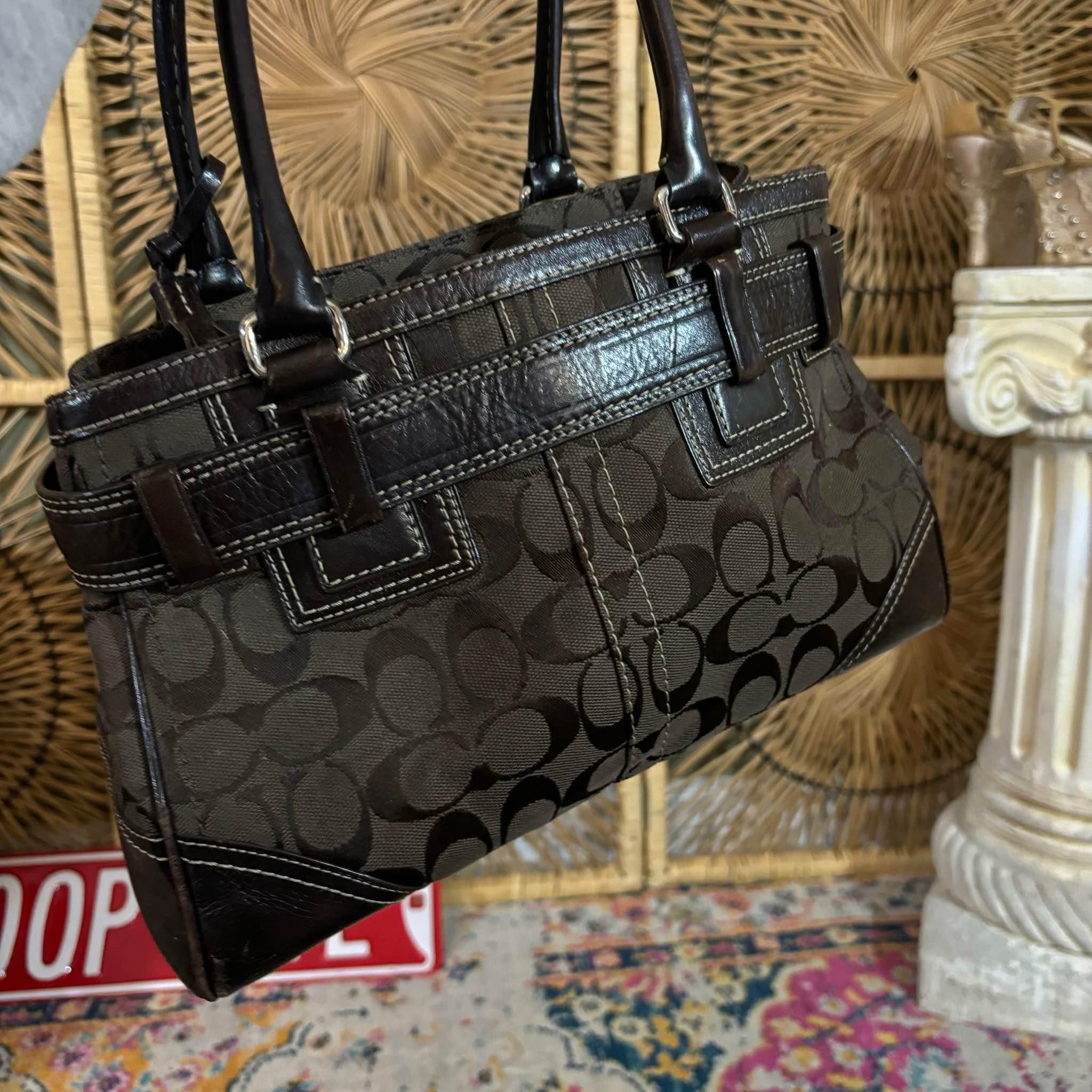 Coach 10245 Black Signature Canvas Hampton Satchel Bag - Satchels 
