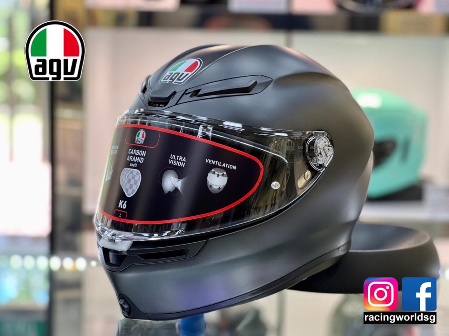 RESTOCK AGV K6 Asian Fit Matt Black Helmet (PSB Approved) The best 