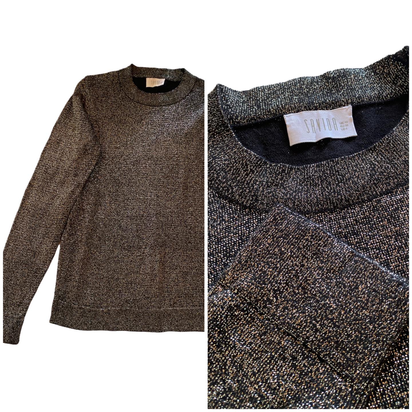 Pull Opus Léger Et Pailleté à Manches Résille - Noir Taille 44