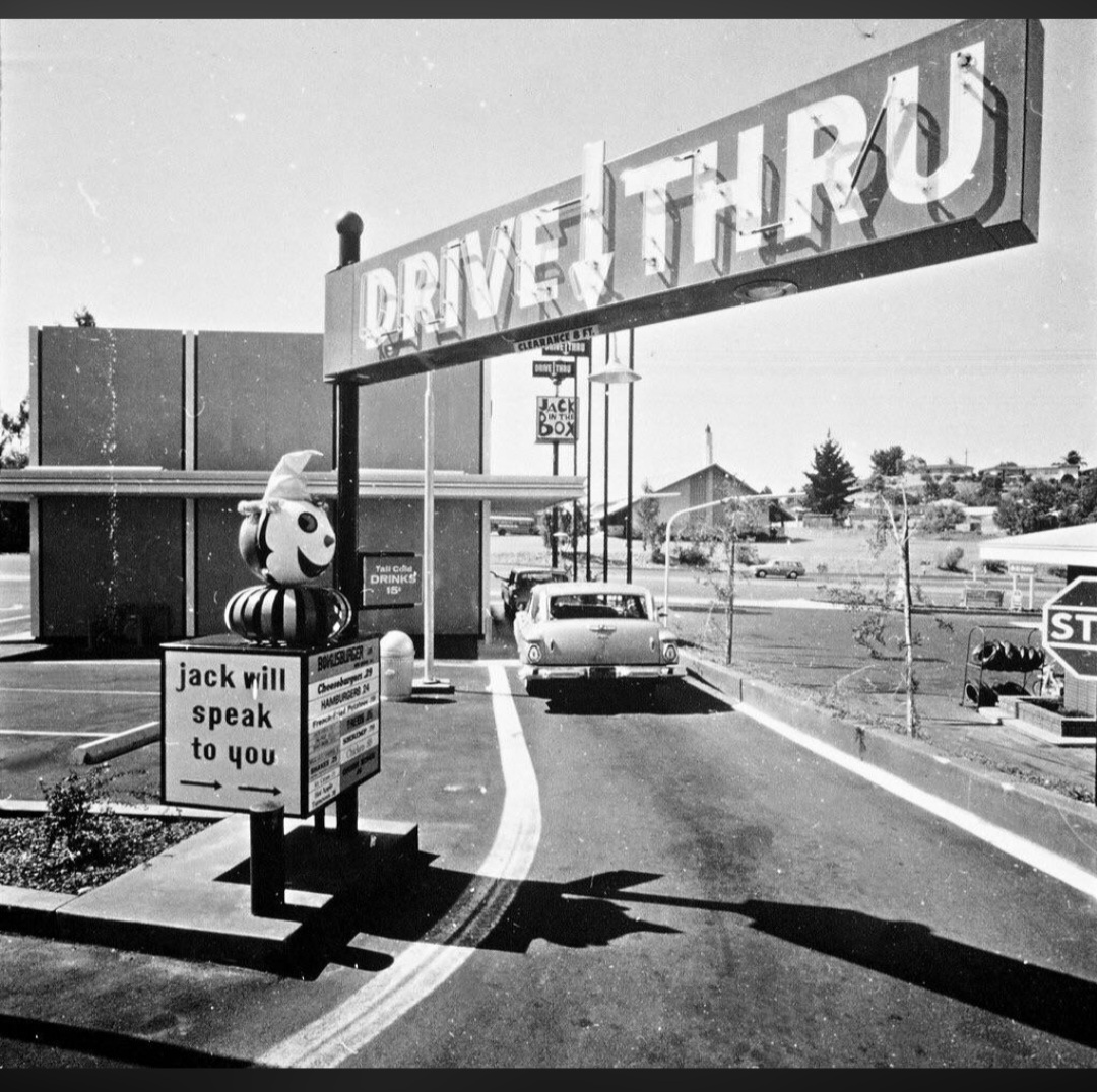Jack In The Box in the 1960s and the actual jack in the box sign!