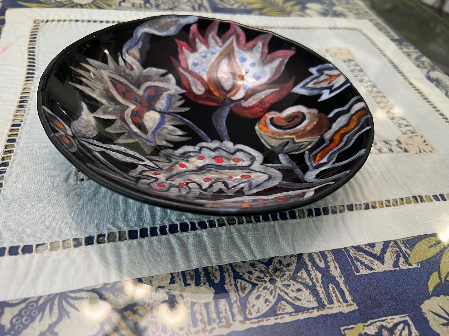 食器・キッチン用品 Fused glass platter beauty artist made
