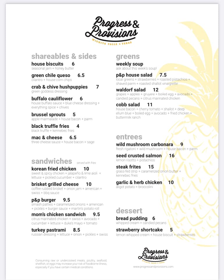 New week, new menu... - Progress & Provisions Craft Kitchen