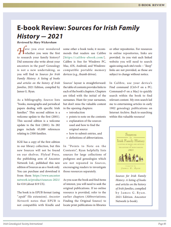 Flyleaf Press - A review of our e-book 'Sources for Irish...