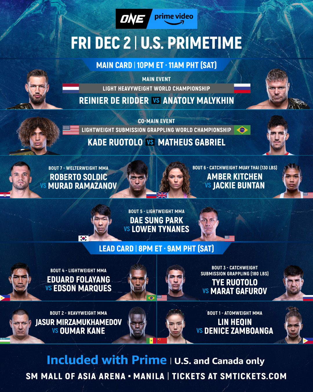 MMA 24/7 - #FightDay ONE Championship on Prime Video 5 **Fight Card ...