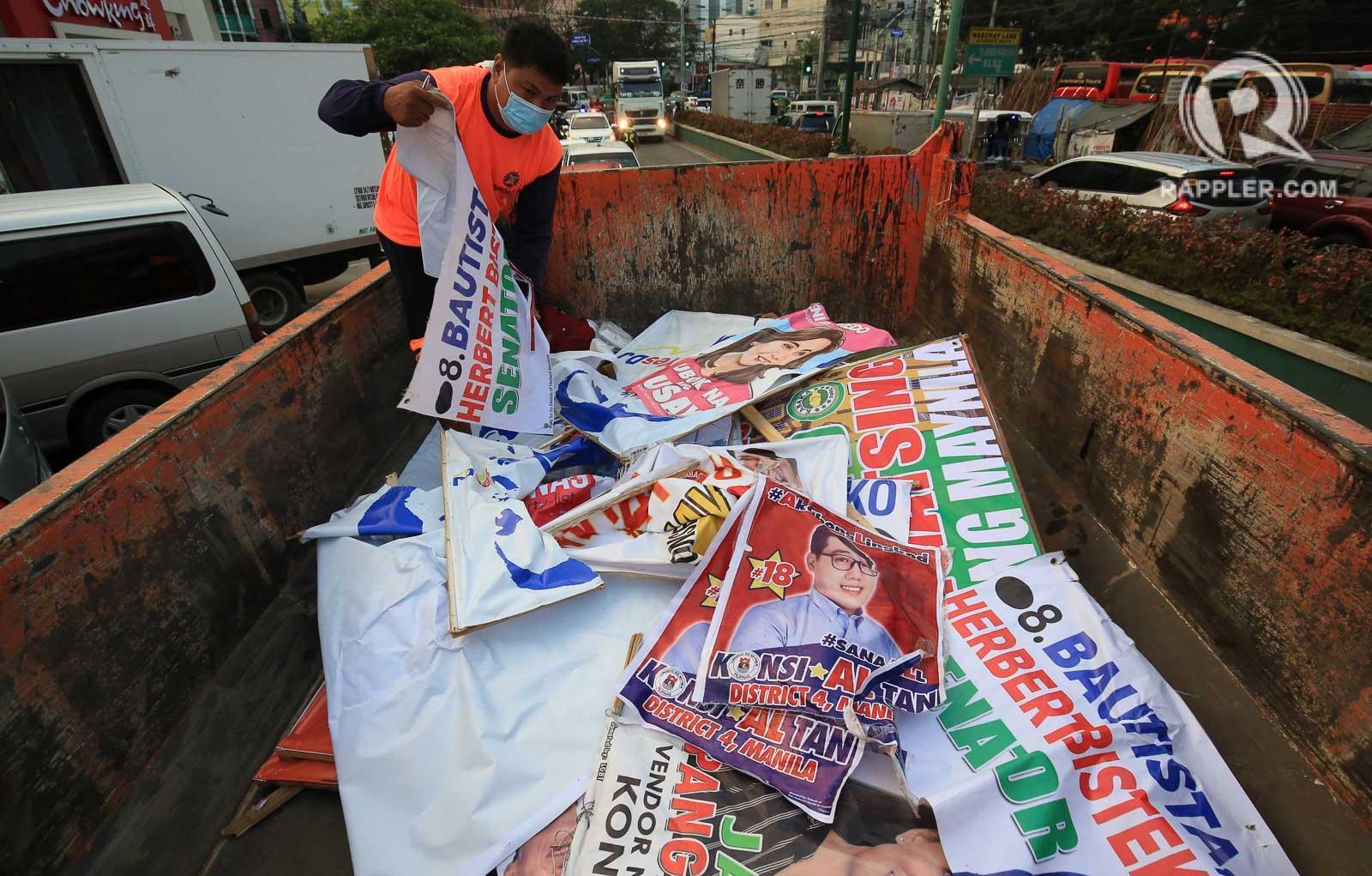 Rappler - LOOK: Workers from the DPWH and MMDA take down...